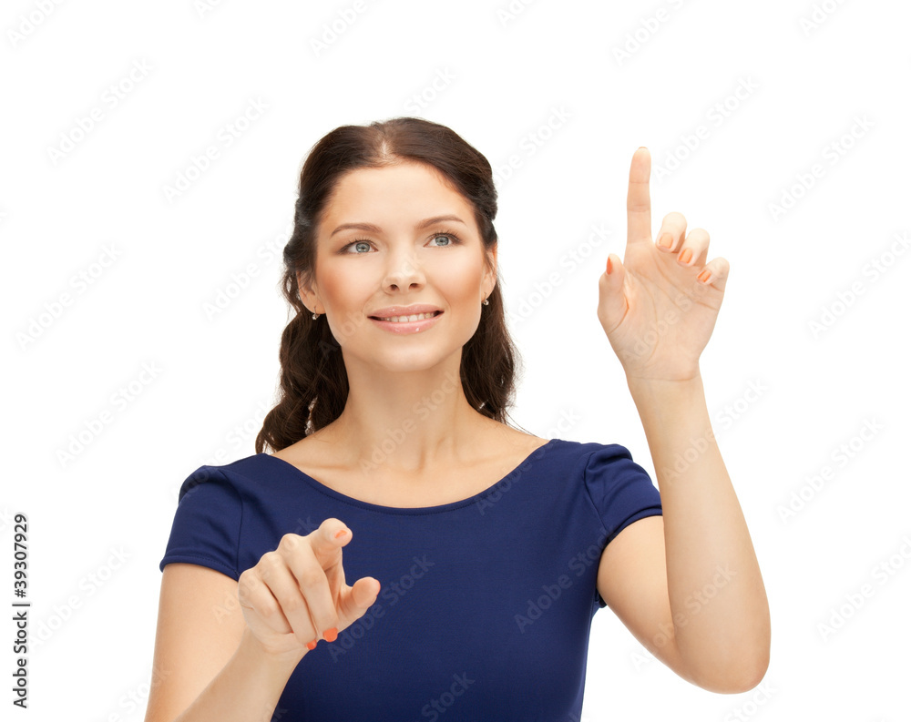 businesswoman working with something imaginary businesswoman working with something imaginary