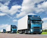 caravan of trucks on highway, cargo transportation concept