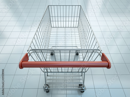 Empty shopping cart seen from shopper's perspective