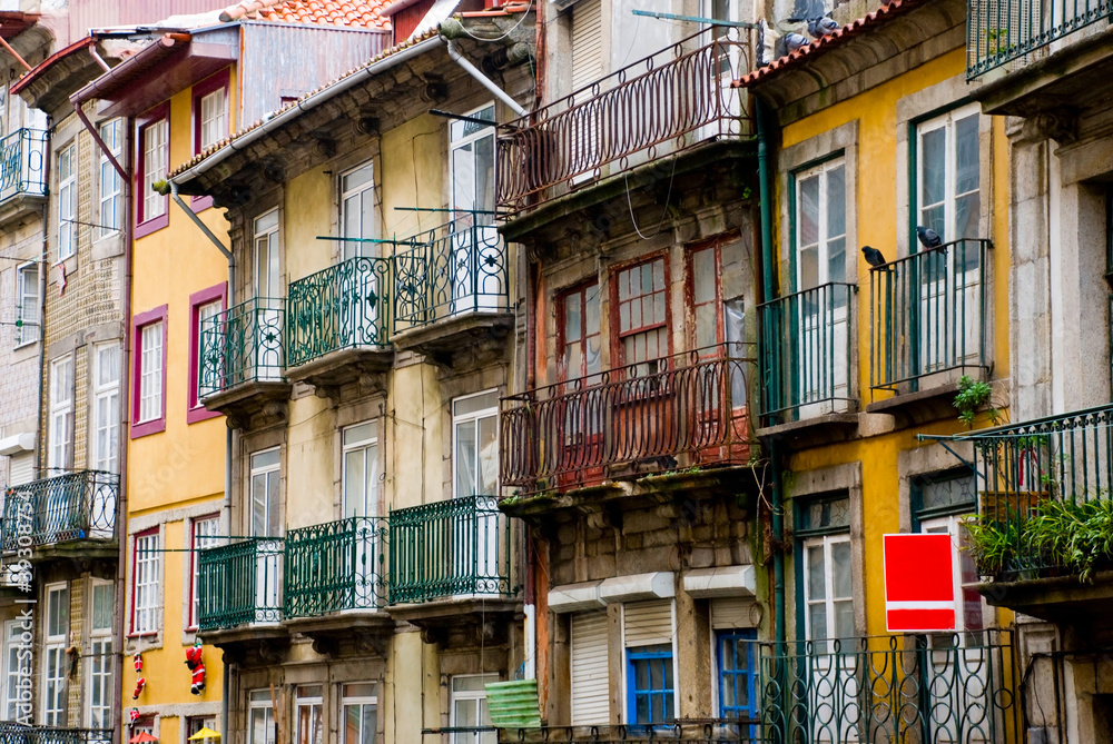 Old narrow houses in Porto, Portugal