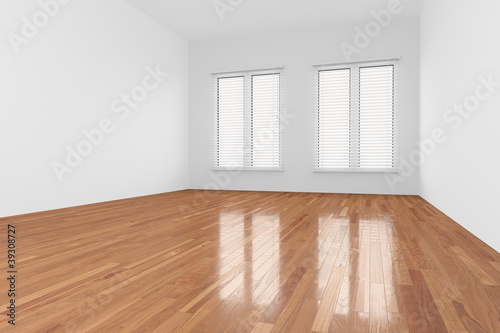 Empty Room with shutter on window photo