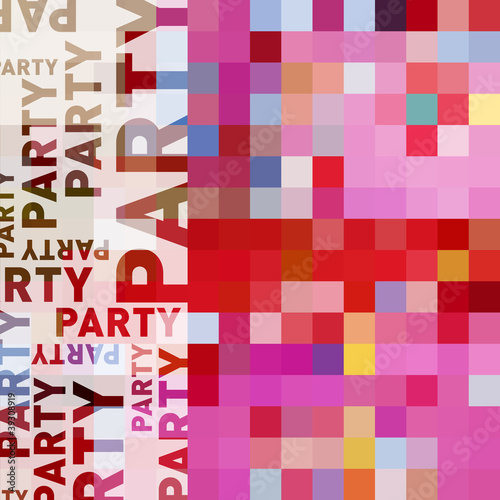 Modern design for a party or invitation card with pixels/squares