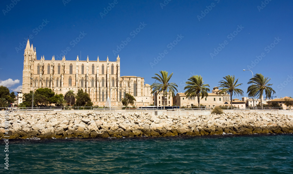 View from the sea on Santa Maria Cathedral, Palma de Mallorca