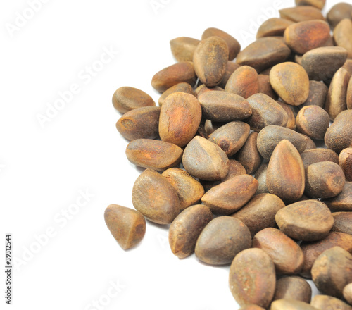 Pine Nuts on White Background