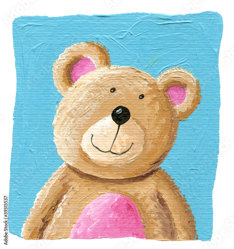Cute teddy bear on the blue background