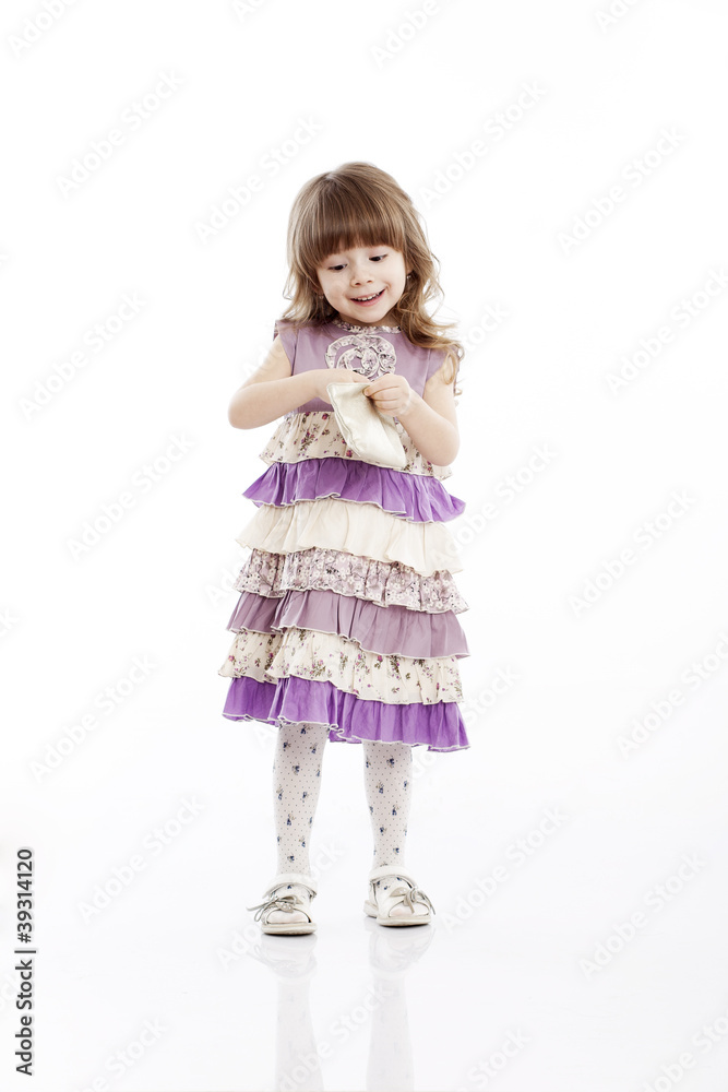 Portrait of a cheerful little girl with a bag Portrait of a cheerful little girl with a bag