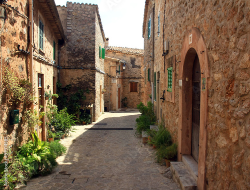 traditional Valldemosa Majorca village street  Spain