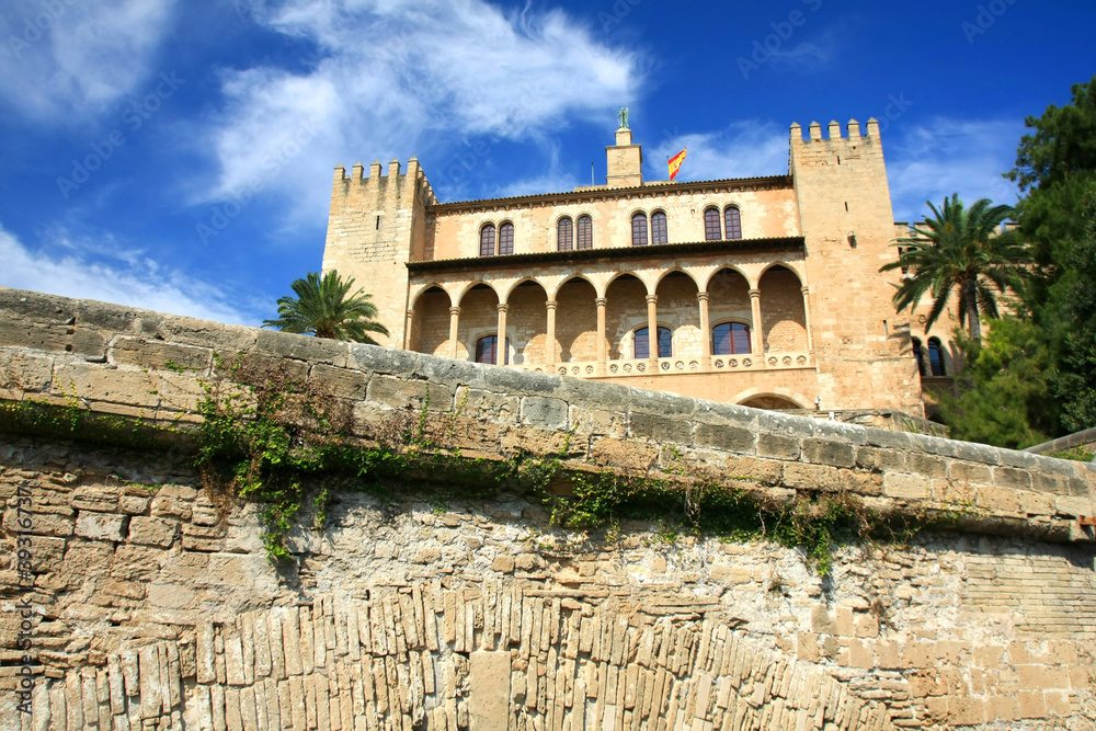 Almudaina palace in Palma de Mallorca,Majorca island from Spain