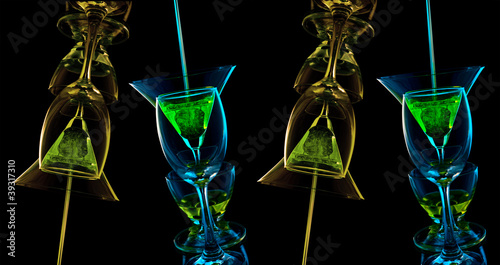 Glass mix color on black background