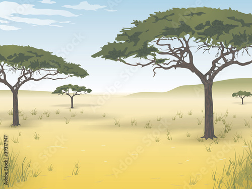 Fototapeta Vector background of the African savanna
