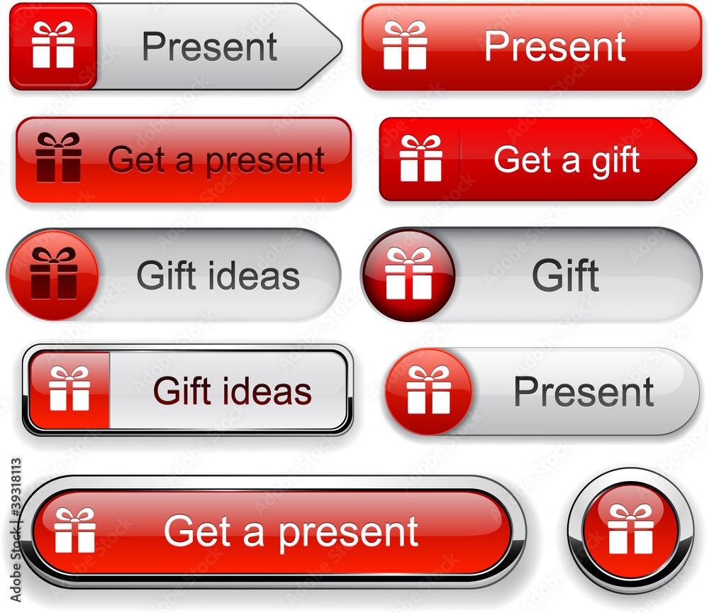 Gift high-detailed modern buttons. Gift high-detailed modern buttons.