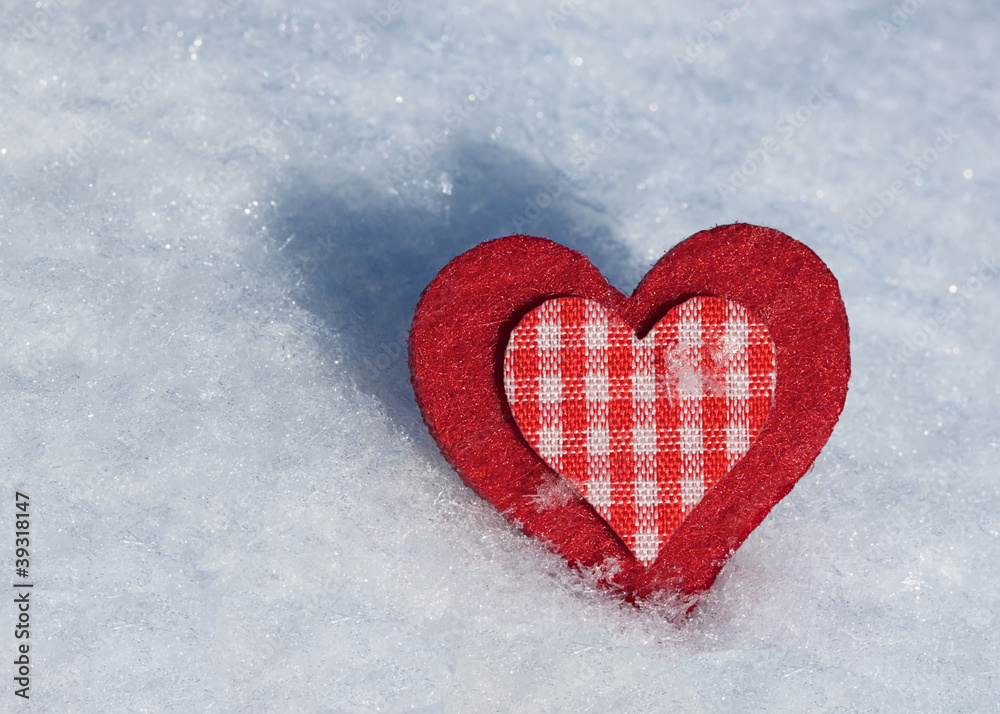 Heart on snow.