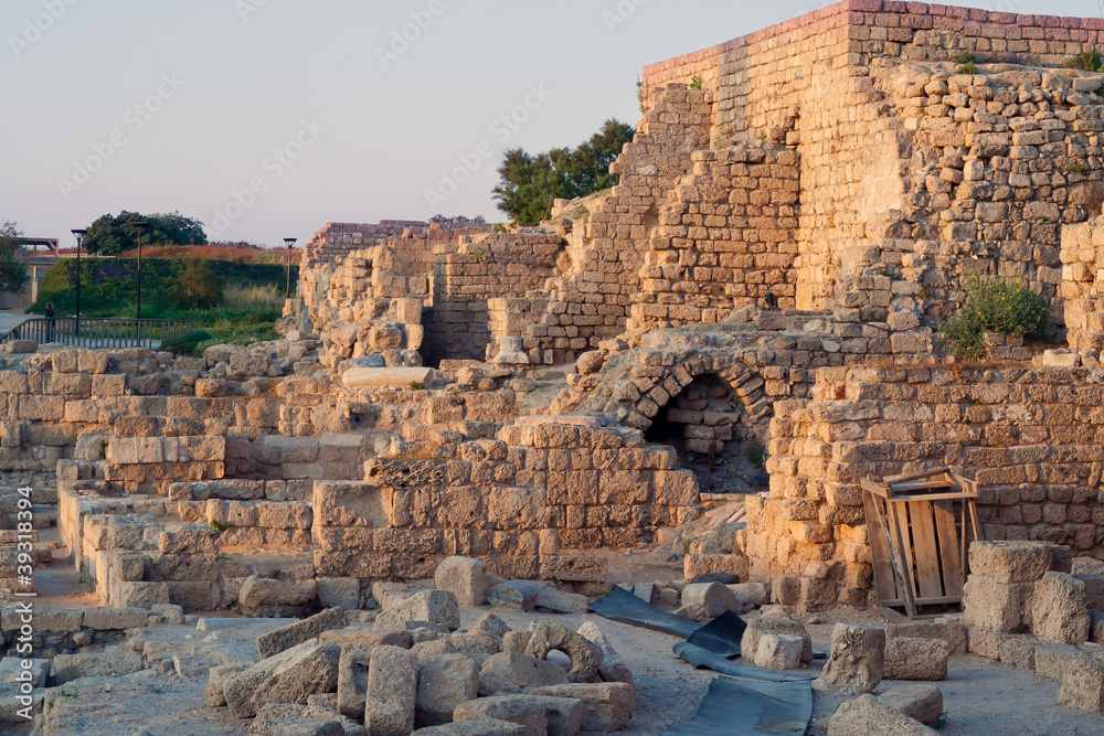 The ruins of the ancient city of Caesarea.  Israel