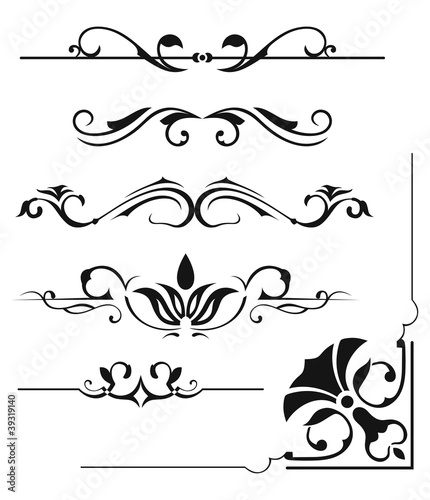 set: calligraphic design elements and page decoration