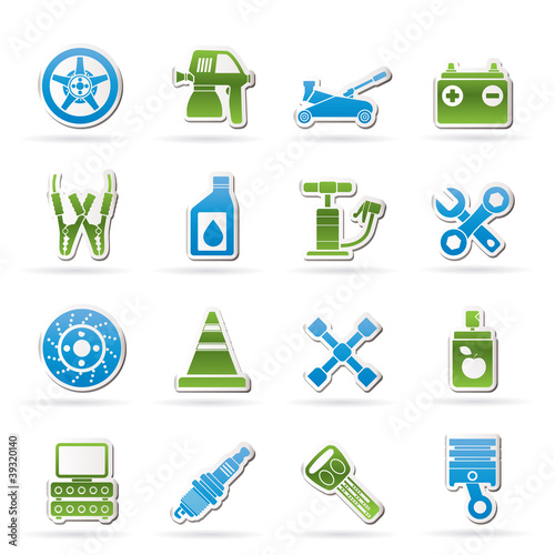 Transportation and car repair icons - vector icon set