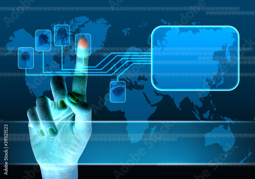 scanning of a finger on a touch screen interface