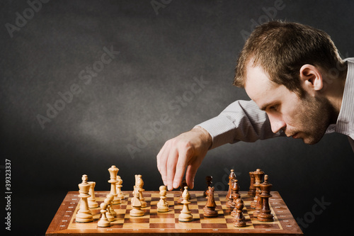 Man at chess board