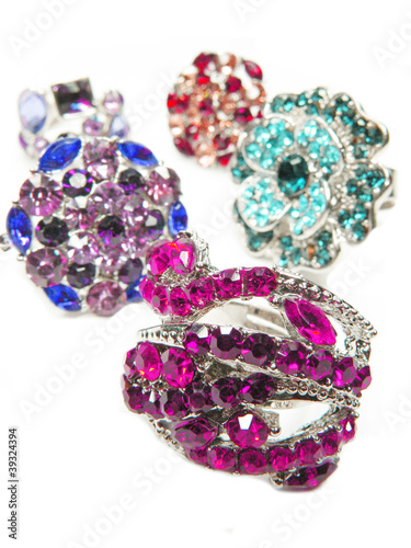 jewelry ring set with bright crystals