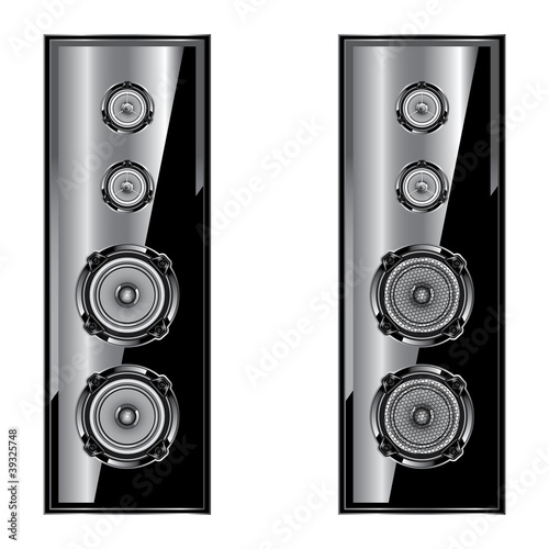 Audio speaker. Loudspeaker acoustic system. Isolated on white ba