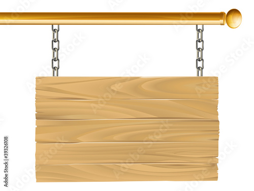 Wood suspended sign illustration