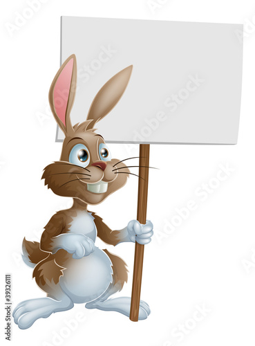 Rabbit holding sign cartoon...