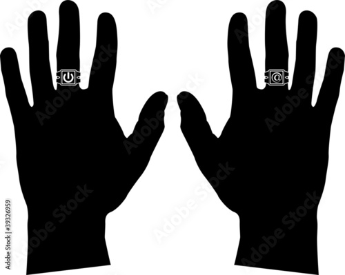 hands with rings. stencil
