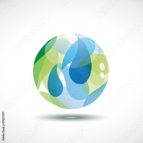 The Water in Green Sfere Background