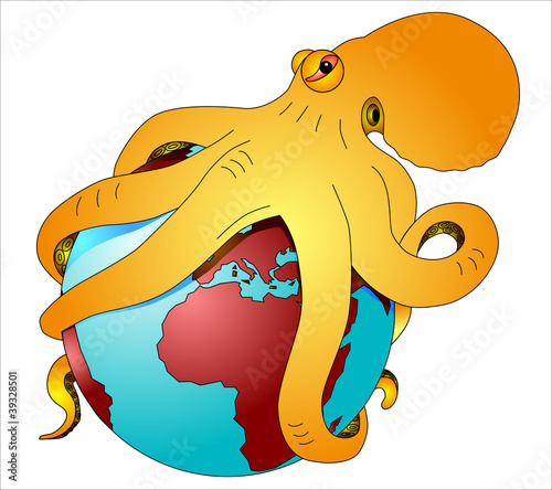 the world in the stranglehold of an octopus