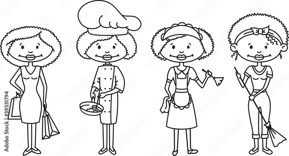 Cute African-American Housewives (outline version) Cute African-American Housewives (outline version)