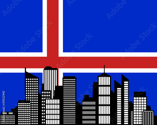 City und Fahne von Island