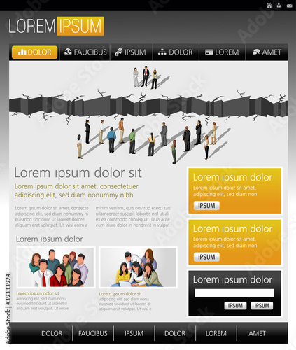 Yellow and green website Template with business people