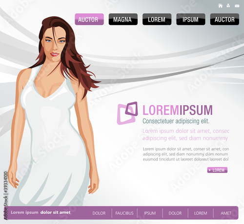 Wedding website Template with woman. Bride.