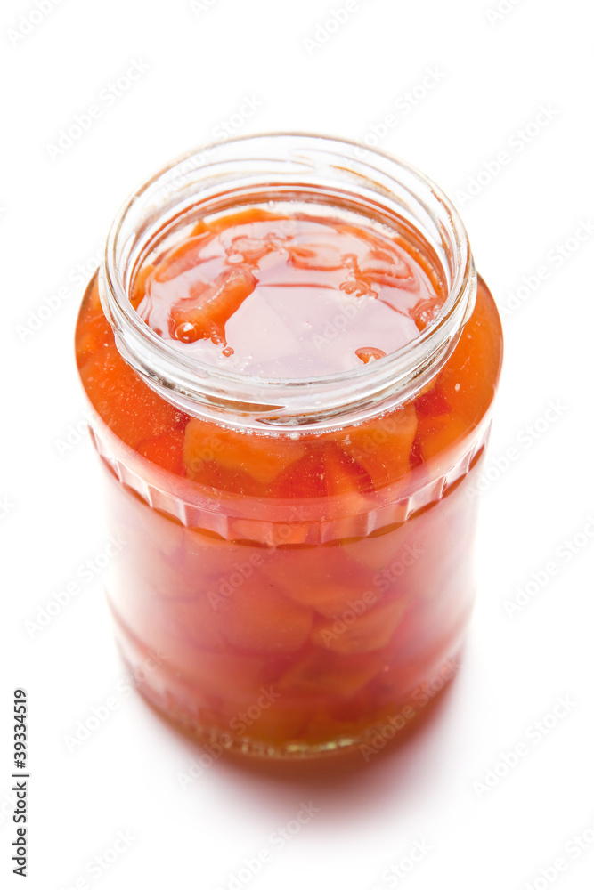 Homemade Quinces Jam Delicacy in Glass Jar Homemade Quinces Jam Delicacy in Glass Jar