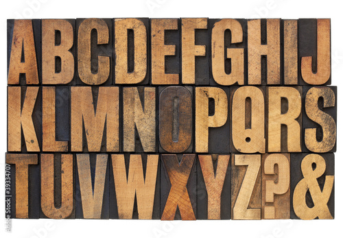 Принти на полотні alphabet in letterpress wood type