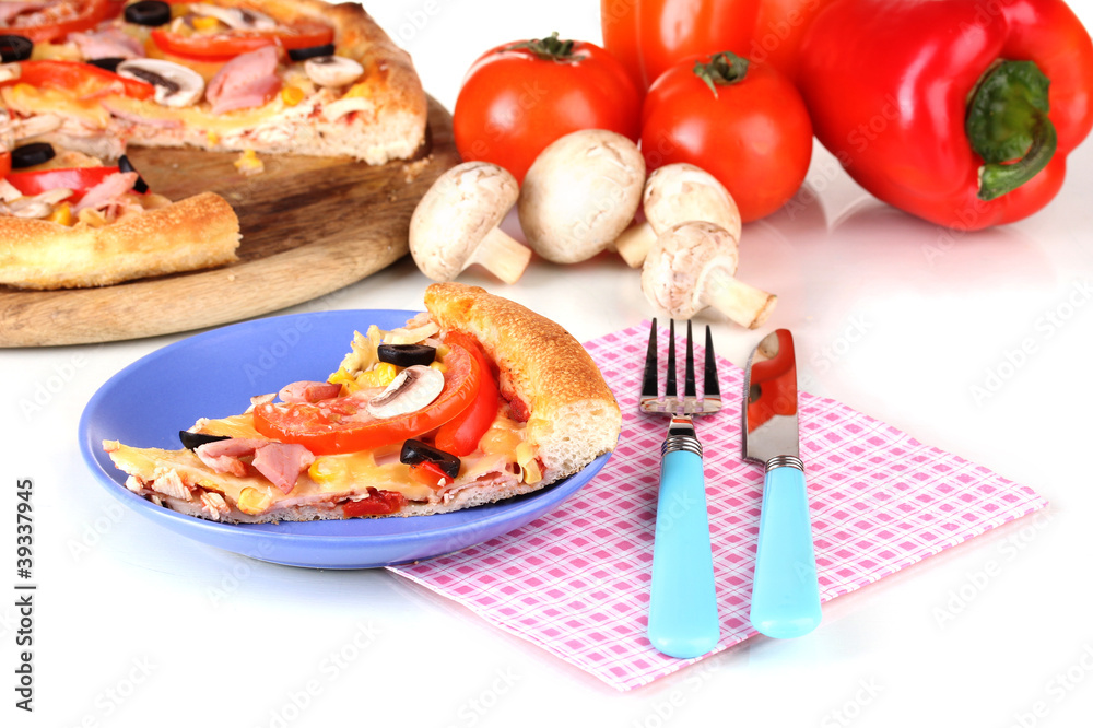Composition with slice of pizza Composition with slice of pizza