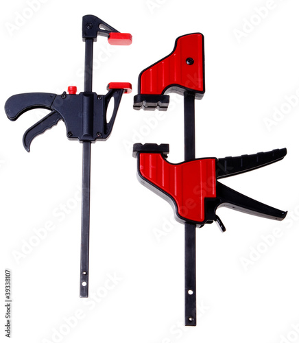 Joiner Clamp (wood tools) isolated on a white background. photo