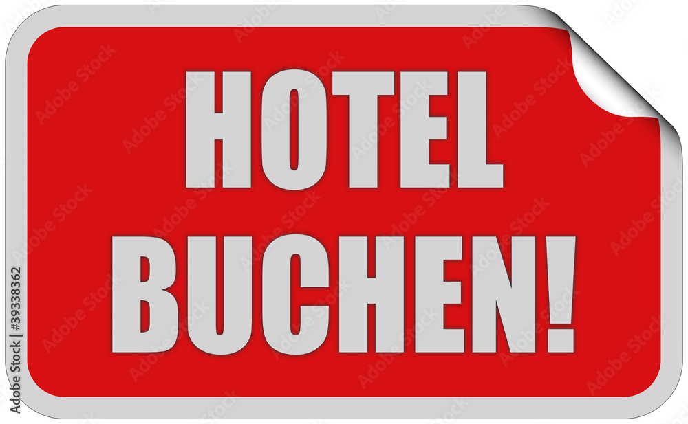 Sticker rot eckig curl oben HOTEL BUCHEN! Sticker rot eckig curl oben HOTEL BUCHEN!