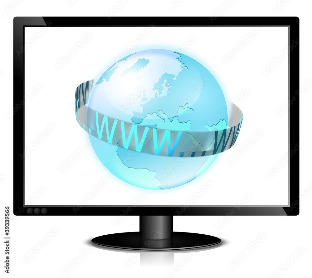 LCD monitor with abstract blue earth LCD monitor with abstract blue earth