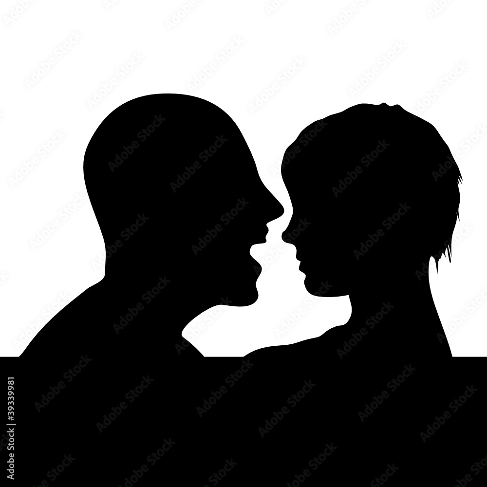 couple head black silhouette