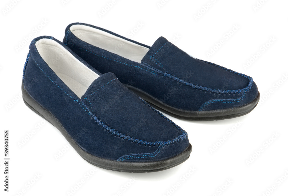 Blue soft  suede  loafer