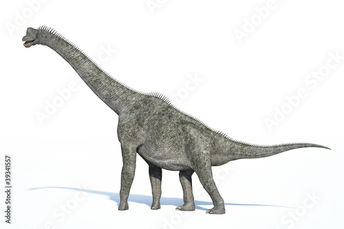 Photorealistic 3 D rendering of a Brachiosaurus.