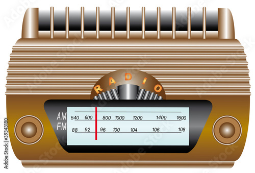 Old radio tuner isolated on white background.
