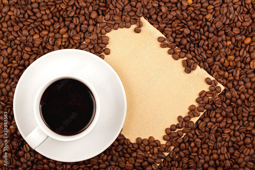 Cup of coffee and paper Cup of coffee and paper