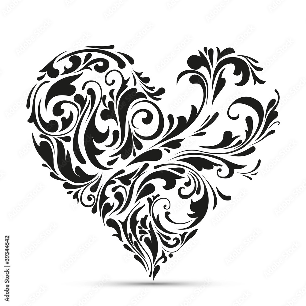abstract floral heart. love concept