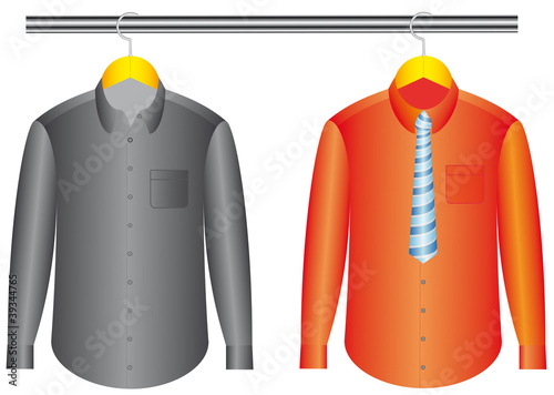 The color shirts with clothes hanger with tie