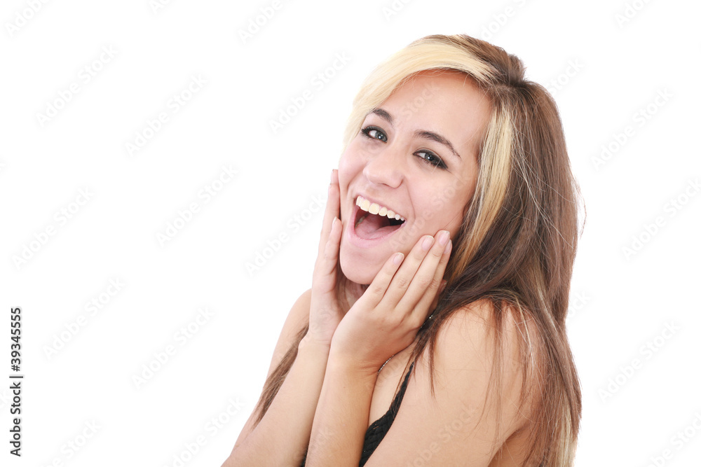 Smiling woman isolated on white background Smiling woman isolated on white background
