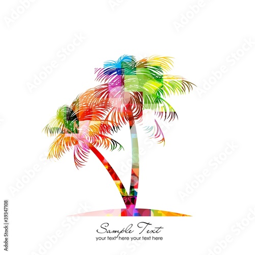 abstract colorful vector palm tree