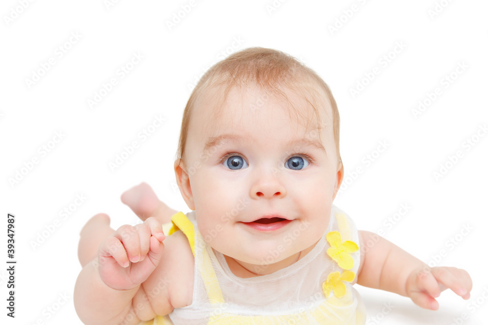 Crawling baby on white background Crawling baby on white background