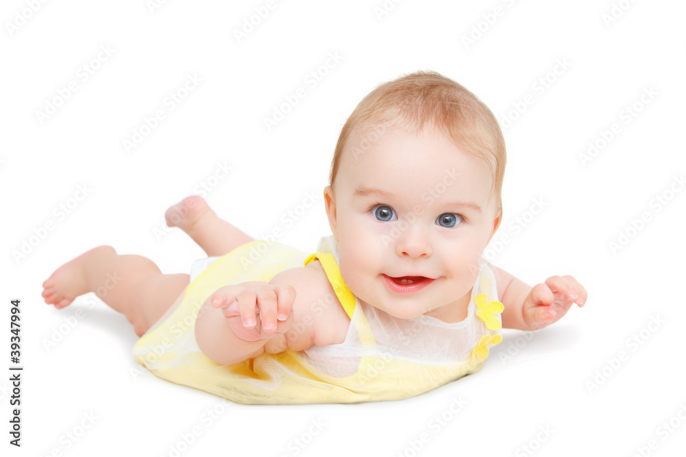 Crawling baby on white background Crawling baby on white background