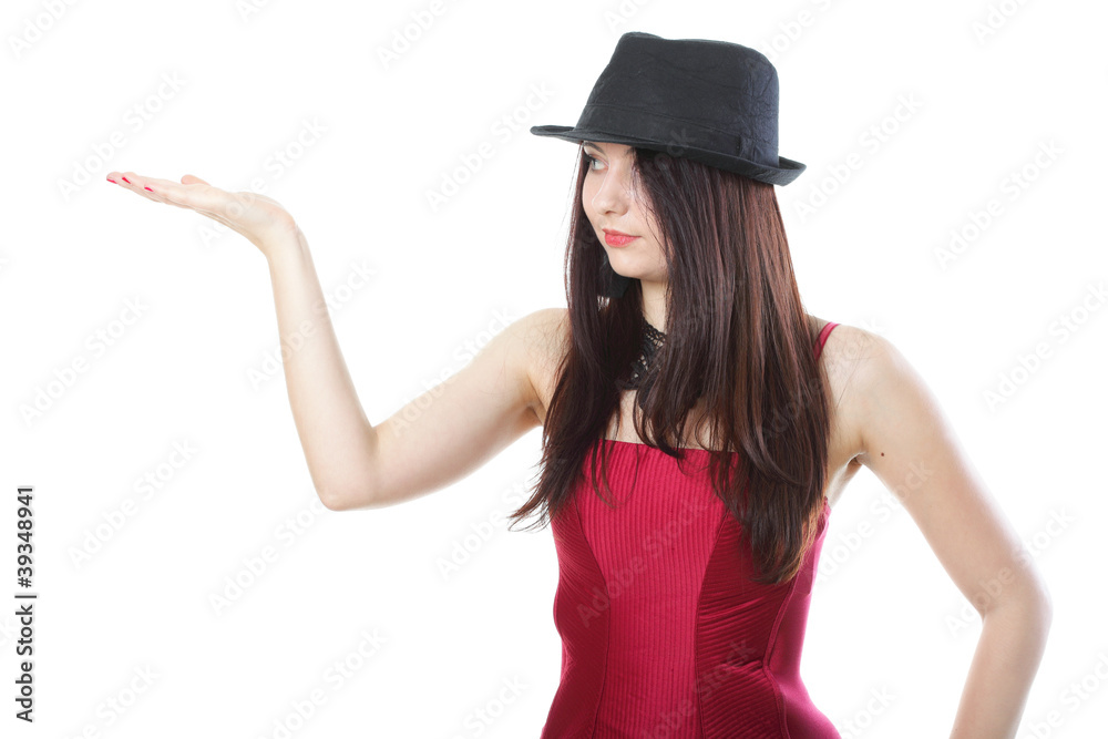 showgirl woman in red corset hat white isolated showgirl woman in red corset hat white isolated